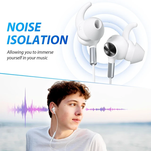 Alt view image 2 of 7 - USB C Headphones Wingtip Wired Earbuds Noise Isolation Magnetic in Ear Buds Head Phone Type C Earphone for iPhone 18 Pro Max 17 16e 16 15 HiFi Stereo Headset for iPad A16 for Samsung S26 Ultra S25 A17