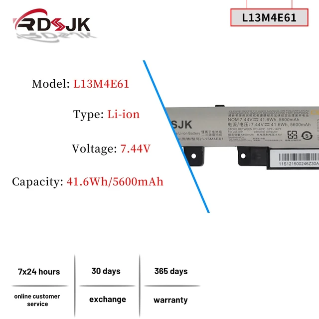Alt view image 2 of 7 - L13M4E61 L13S4E61 L13L4E61 L13S4A61 L13L4A61 L13M4A61 Laptop Battery for Lenovo M50-70 M50-70A Flex 2-14 2-14D 2-15 2-15D Flex2 14 14D 15 15D 20377 Series 121500260 121500261 2ICR19/66-2 7.44V 41.6Wh