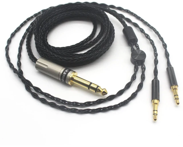 Alt view image 5 of 7 - Replacement Upgrade Cable 6.35mm to Dual 3.5mm Headphone Cable Compatible with Hifiman Sundara, Ananda, Arya, HE400SE, HE4XX HE-400i Headphones, Silver Plated Braided, 4ft/1.2m