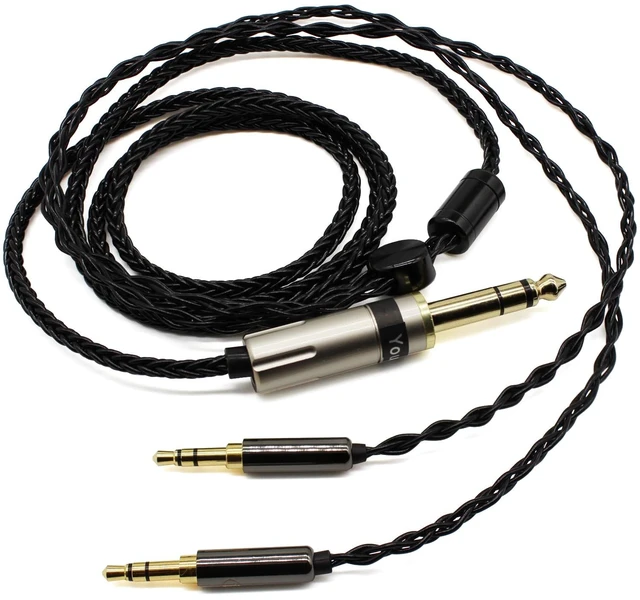 Alt view image 7 of 7 - Replacement Upgrade Cable 6.35mm to Dual 3.5mm Headphone Cable Compatible with Hifiman Sundara, Ananda, Arya, HE400SE, HE4XX HE-400i Headphones, Silver Plated Braided, 4ft/1.2m