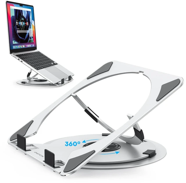 Main image of Portable Laptop Stand for Desk, Ergonomic Computer Stand with 360° Rotating Base, 5-Level Adjustable Aluminum Foldable Mount, Compatible for 10-15.6" Laptops
