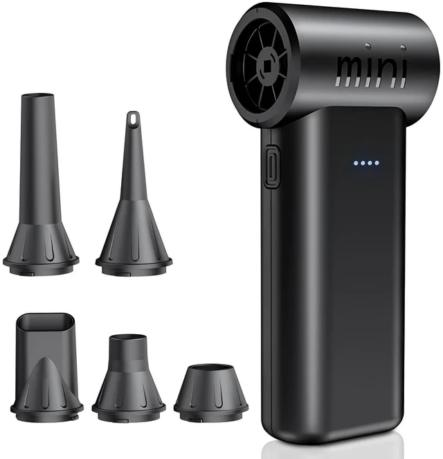 Main image of Mini Cordless Air Duster High-Power Rechargeable Dust Cleaner Electric Mini jet fan Cleaning PC Camera Lens Keyboard Toys Home Outdoor Car Pet Shedding Hair 0.45 lb Lightweight 5 Nozzles