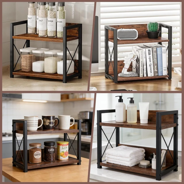 Alt view image 7 of 7 - 2-Tier CD Holder CD Storage Shelf for Display Countertop Wooden CD Rack with Display Top Shelf Organizer for Home Office Living Room Kitchen, Music Enthusiasts, Holds up to 42 Standard Cases
