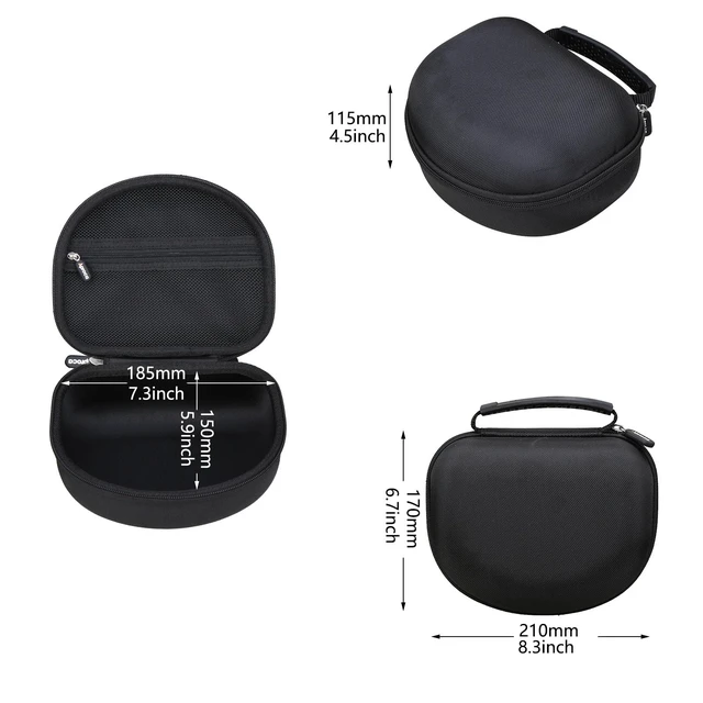 Alt view image 7 of 7 - Case for Audio-Technica ATH-M50X / ATH-M50XBT2 / ATH-M40x Headphones | Carrying Case, Hard EVA Bag, Zippered Mesh Pocket Stores Audio Cable, USB Charging Cable