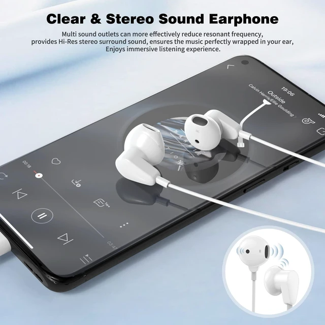 Alt view image 3 of 7 - USB C Headphones for Samsung Galaxy S26 Ultra S25 S24 FE S23 S22 S21 USB Type C Earphones with Mic Wired Earbuds for iPhone 17 18 Pro Max Noise Isolation Headsets for Samsung Tab S9 S10 Ultra