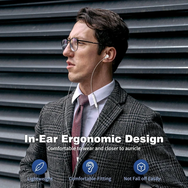Alt view image 4 of 7 - USB C Headphones for Samsung Galaxy S26 Ultra S25 S24 FE S23 S22 S21 USB Type C Earphones with Mic Wired Earbuds for iPhone 17 18 Pro Max Noise Isolation Headsets for Samsung Tab S9 S10 Ultra