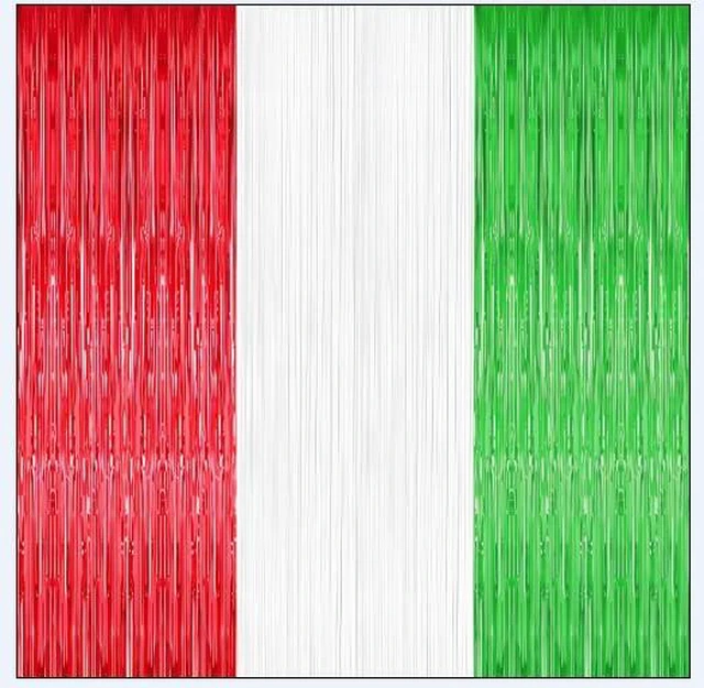 Main image of Italian Party Decoration Red White and Green Tinsel Foil Fringe Curtains Backdrop Streamers for Christmas Mexican Fiesta Birthday Party Decor Supply