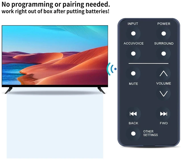 Alt view image 3 of 6 - New Replacement Remote Control for ZVOX Accuvoice SoundBar TV Speaker AV157 AV203 AV120 AV200 AV257 AV355 AV357 SB380 SB400 SB500 SB700