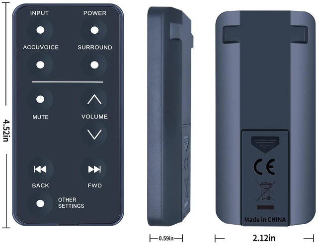 Alt view image 6 of 6 - New Replacement Remote Control for ZVOX Accuvoice SoundBar TV Speaker AV157 AV203 AV120 AV200 AV257 AV355 AV357 SB380 SB400 SB500 SB700