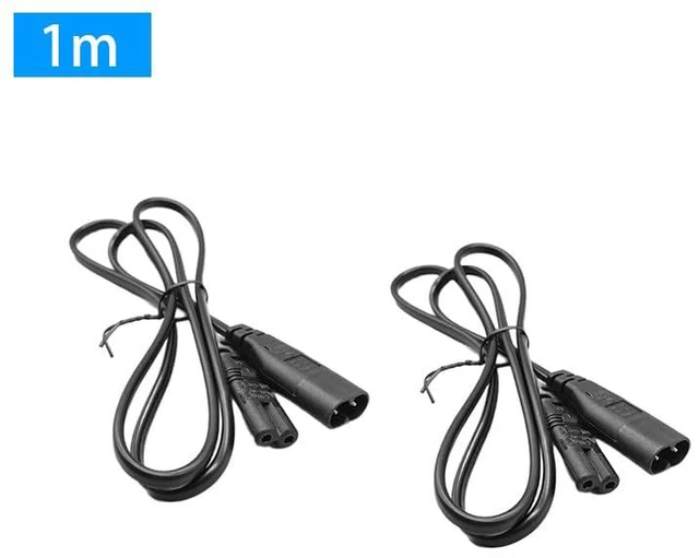 Alt view image 2 of 7 - C8 Male to C7 Female 1M Power Extension Cord for TV Monitor PVC&OFC wire, short cord anti-tangle, fit narrow cabinet & TV cabinet wiring