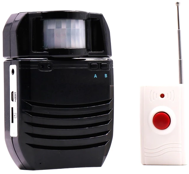 Main image of PIR Infrared Motion Sensor Activated Sound Player Loudspeaker Alarm Motion Detector for Door Greeter Welcome Guests Entry Alert and Sales Advertising, (Black)