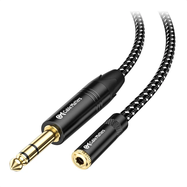 Main image of 6.35mm to 3.5mm Headphone Adapter, 10ft 1/4 Male to 1/8 Female, 3.5mm to 1/4 Adapter, Amp to Headphone Converter, Black