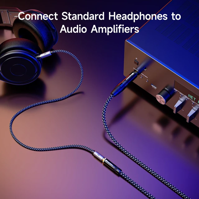 Alt view image 3 of 6 - 6.35mm to 3.5mm Headphone Adapter, 10ft 1/4 Male to 1/8 Female, 3.5mm to 1/4 Adapter, Amp to Headphone Converter, Black