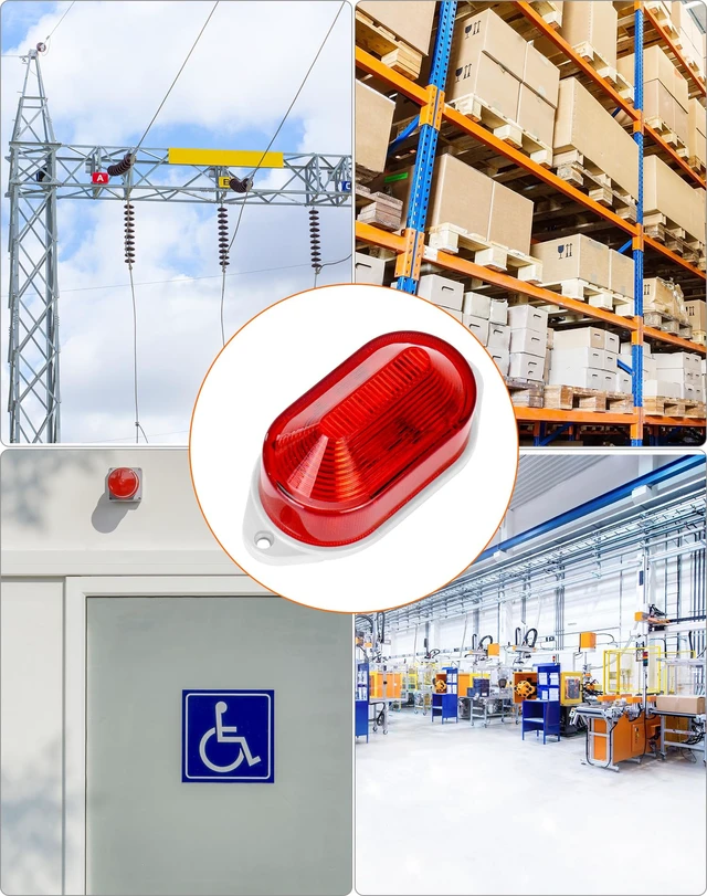 Alt view image 4 of 7 - 2 Pack AC 110V-250V Industrial Strobe Siren, 110dB Red Warning Light & Sound