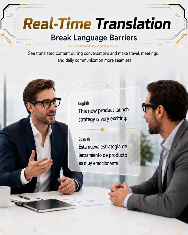Alt view image 4 of 7 - AI Glasses with Camera, 8MP & 4K Video, Camera Glasses for Men Women Object Recognition, Real-Time Translation, Open-Ear Audio, Bluetooth Calling & Smart AI Features, Black, 3 Lenses