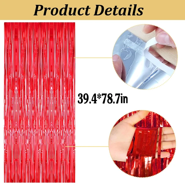 Alt view image 3 of 7 - Italian Party Decoration Red White and Green Tinsel Foil Fringe Curtains Backdrop Streamers for Christmas Mexican Fiesta Birthday Party Decor Supply