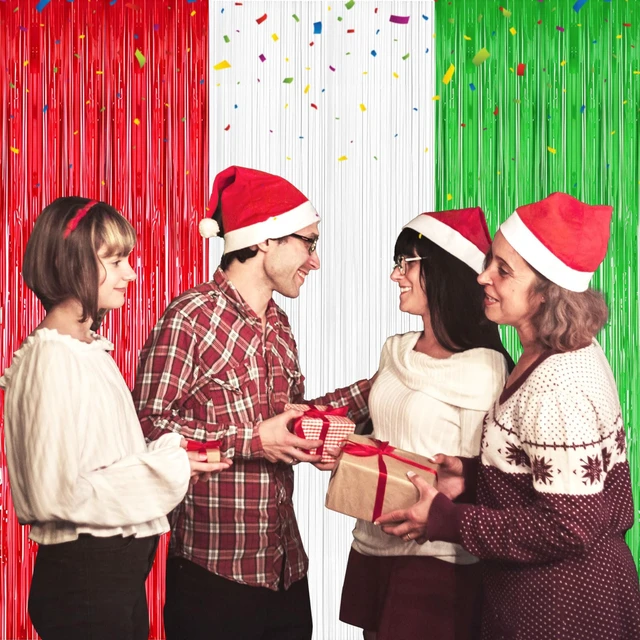 Alt view image 6 of 7 - Italian Party Decoration Red White and Green Tinsel Foil Fringe Curtains Backdrop Streamers for Christmas Mexican Fiesta Birthday Party Decor Supply