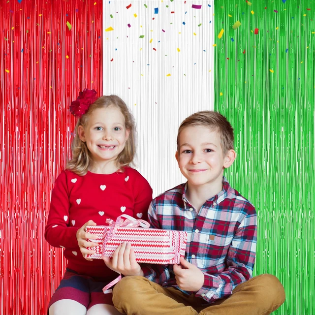 Alt view image 4 of 7 - Italian Party Decoration Red White and Green Tinsel Foil Fringe Curtains Backdrop Streamers for Christmas Mexican Fiesta Birthday Party Decor Supply