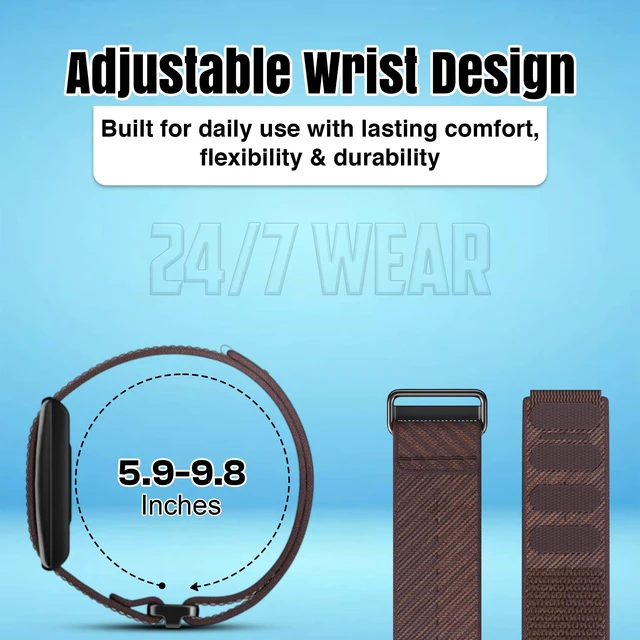 Alt view image 3 of 7 - Breathable Nylon Replacement Watch Band Compatible with Polar Loop Lightweight, Ideal for All Weather Use Sport Strap with Adjustable Hook & Loop Closure