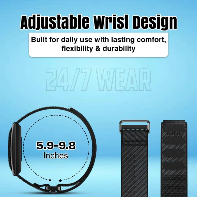 Alt view image 3 of 7 - Breathable Nylon Replacement Watch Band Compatible with Polar Loop Lightweight, Ideal for All Weather Use Sport Strap with Adjustable Hook & Loop Closure