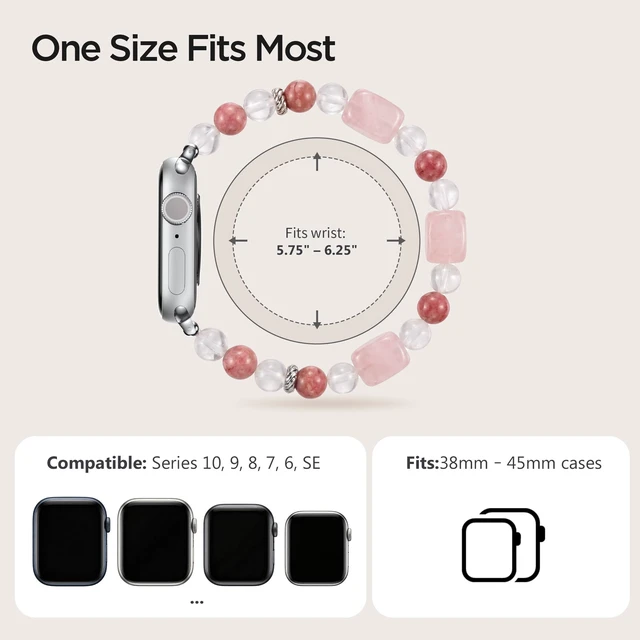 Alt view image 4 of 7 - Natural Stone Stretch Watch Band Compatible with Apple Watch for Women