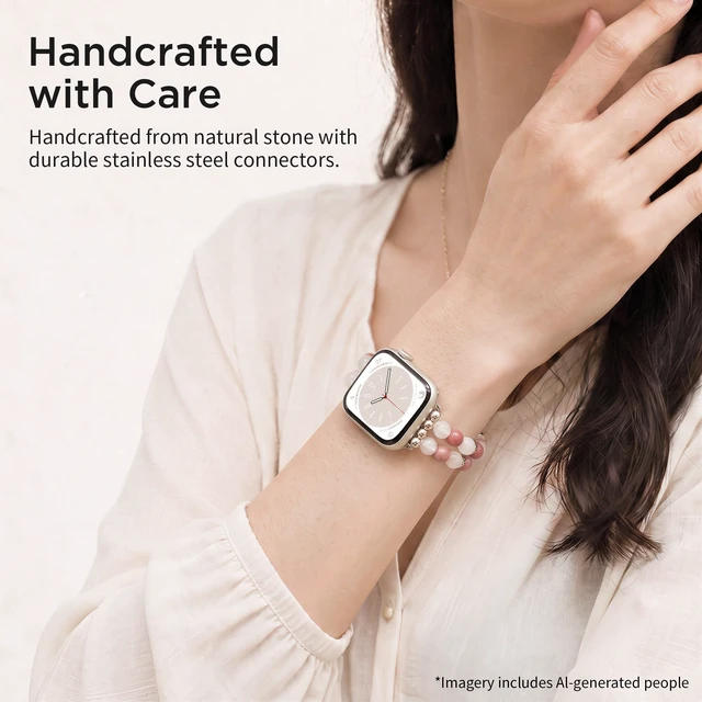 Alt view image 5 of 7 - Natural Stone Stretch Watch Band Compatible with Apple Watch for Women