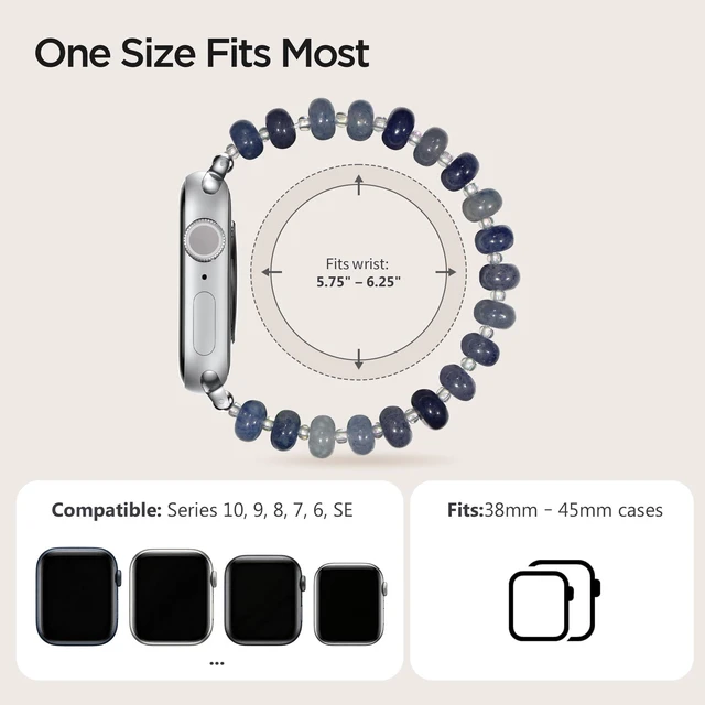 Alt view image 4 of 7 - Natural Stone Stretch Watch Band Compatible with Apple Watch for Women