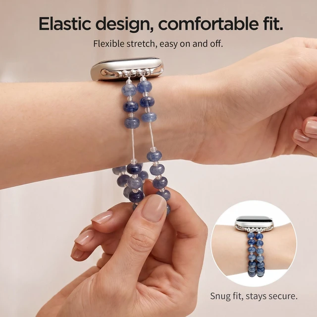 Alt view image 6 of 7 - Natural Stone Stretch Watch Band Compatible with Apple Watch for Women
