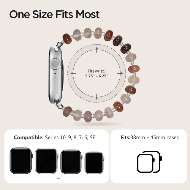 Alt view image 4 of 7 - Natural Stone Stretch Watch Band Compatible with Apple Watch for Women