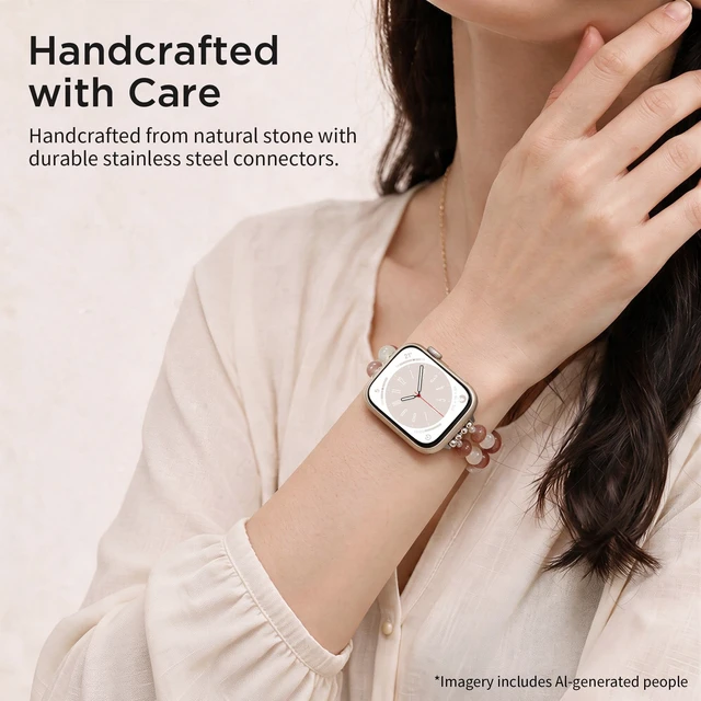 Alt view image 5 of 7 - Natural Stone Stretch Watch Band Compatible with Apple Watch for Women