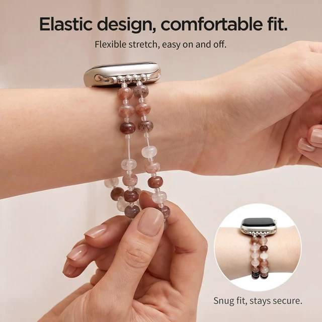 Alt view image 6 of 7 - Natural Stone Stretch Watch Band Compatible with Apple Watch for Women