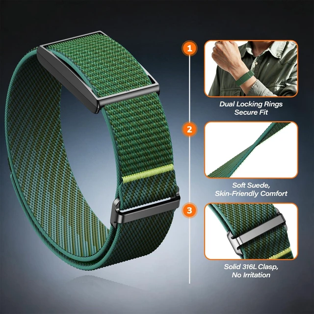 Alt view image 2 of 7 - Nylon Band Compatible with Polar Loop (2025) / Visible Wrist band 2.0, Hook and Loop Elastic Band for Polar Visible Wrist band 2.0 for Men Women