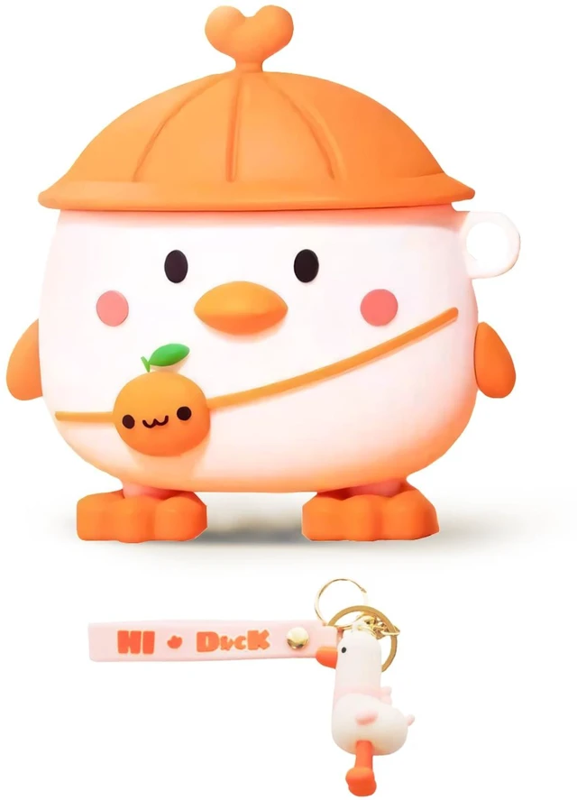 Main image of Cute Duck Case for AirPods 3rd, 3D Kawaii Cover With Keychain, Shockproof Silicone Protection, Cartoon Animal Design for Travel, School, Girls, Kids & Teens