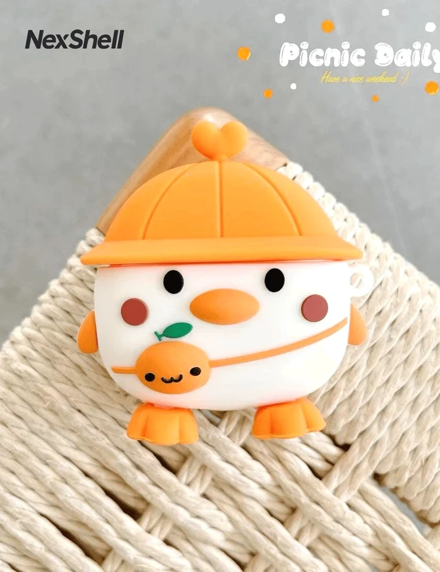 Alt view image 4 of 7 - Cute Duck Case for AirPods 3rd, 3D Kawaii Cover With Keychain, Shockproof Silicone Protection, Cartoon Animal Design for Travel, School, Girls, Kids & Teens