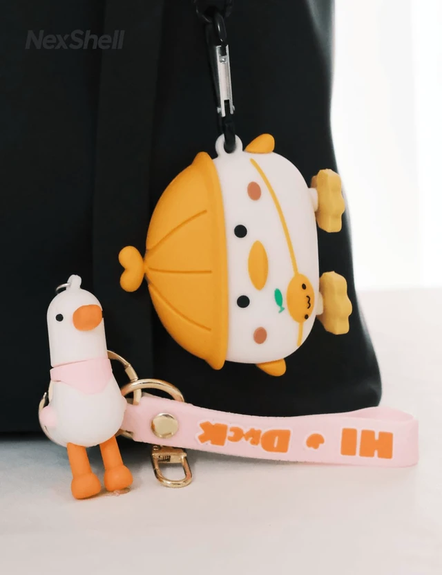 Alt view image 6 of 7 - Cute Duck Case for AirPods 3rd, 3D Kawaii Cover With Keychain, Shockproof Silicone Protection, Cartoon Animal Design for Travel, School, Girls, Kids & Teens