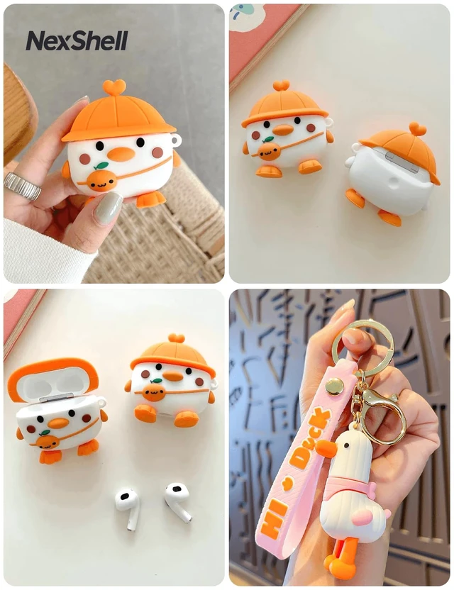 Alt view image 5 of 7 - Cute Duck Case for AirPods 3rd, 3D Kawaii Cover With Keychain, Shockproof Silicone Protection, Cartoon Animal Design for Travel, School, Girls, Kids & Teens
