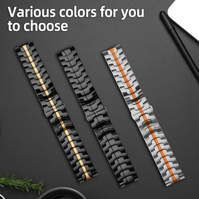 Alt view image 4 of 7 - 20mm/22mm Metal Band for Amazfit T-Rex 3 Pro 44mm/48mm Stainless Steel Metal Strap for Amazfit Active 3 Premium/Active Max No Gap Adjustable Replacement Bracelet Wristband