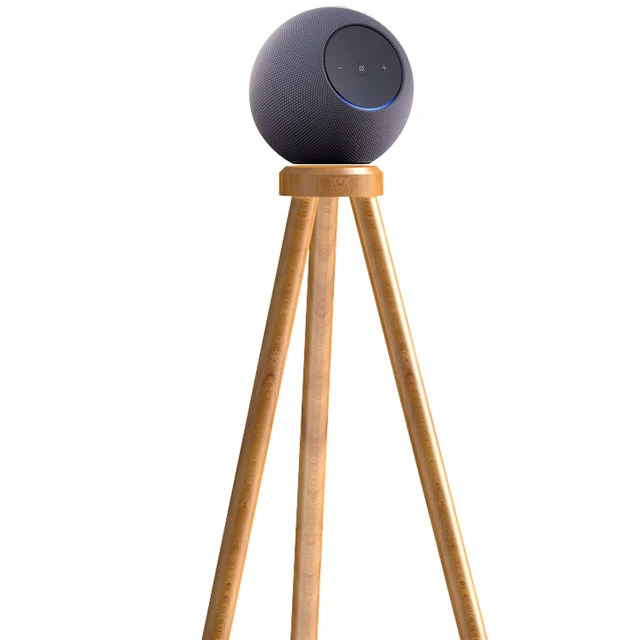 Alt view image 7 of 7 - Wood Tripod Stand for Echo Studio (2025 new Studio),SONOS Era100 and SONOS Era100sl,Enhance Sound Quality While Decorating Your Home (Beech)