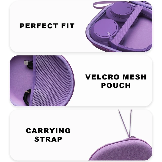 Alt view image 6 of 7 - Hard Case for Sony WH-CH720N WH-CH520 WH-CH730N WH-CH530 Headphones,Purple Travel Case for JBL/JLabBERIBES/TOZO/KVIDIO/Soundcore Q20 Q20i Q30 Headphones, Headphone Case Hard Shell