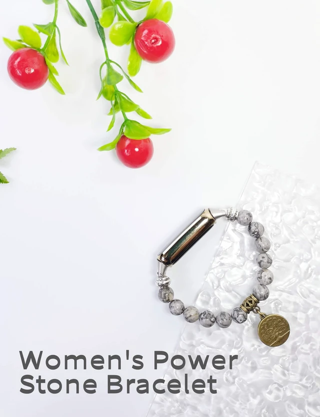 Alt view image 3 of 7 - Compatible with Fitbit Luxe Band Agate Natural Gemstone Beads Boho Bracelet for Women Energy Stones Healing Crystal Chakra Tree of Life Mapstone 5½"-6"