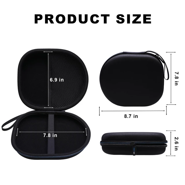 Alt view image 7 of 7 - Hard Case for Sony WH-CH720N CH520 WH-CH730N CH530 Headphone,Black Travel Case for JBL/JLabBERIBES/TOZO/KVIDIO/Soundcore Q20 Q20i Q30 Headphones, Headphone Case Hard Shell
