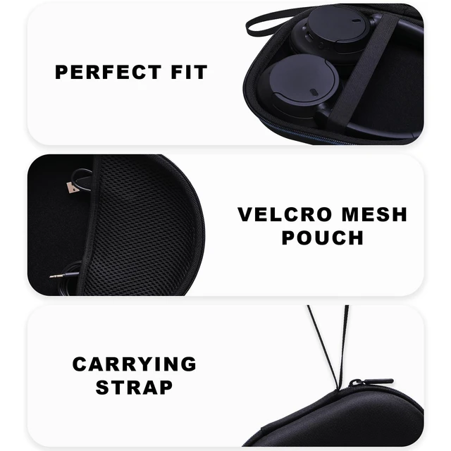 Alt view image 6 of 7 - Hard Case for Sony WH-CH720N CH520 WH-CH730N CH530 Headphone,Black Travel Case for JBL/JLabBERIBES/TOZO/KVIDIO/Soundcore Q20 Q20i Q30 Headphones, Headphone Case Hard Shell