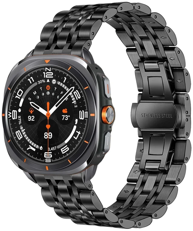 Main image of Stainless Steel Bands Compatible with Samsung Galaxy Watch Ultra 47mm(2025/2024), No Gap Metal Replacement Classic Wristband for Men