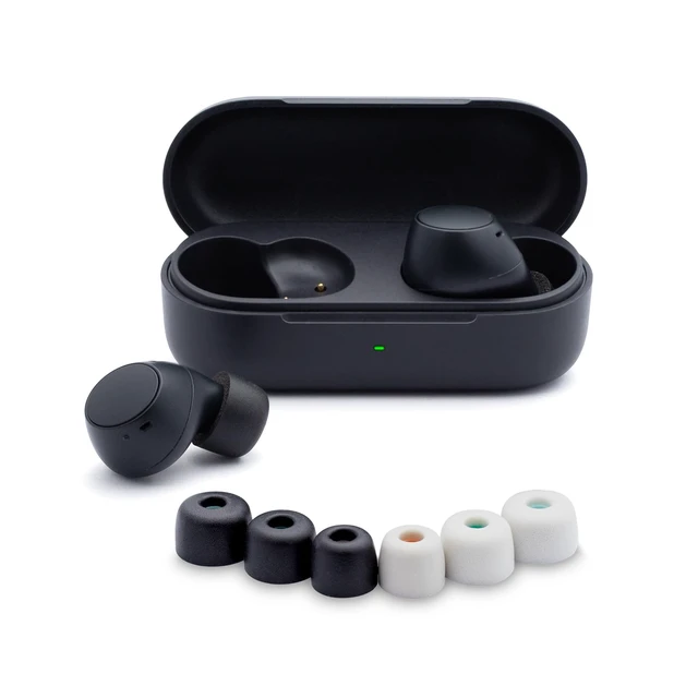Alt view image 2 of 7 - Foam Ear Tips Replacement for Sony WF-C700N/ 710N/ C510/ C500, Gray Memory Foam Eartips, 3 Pairs (S/M/L)
