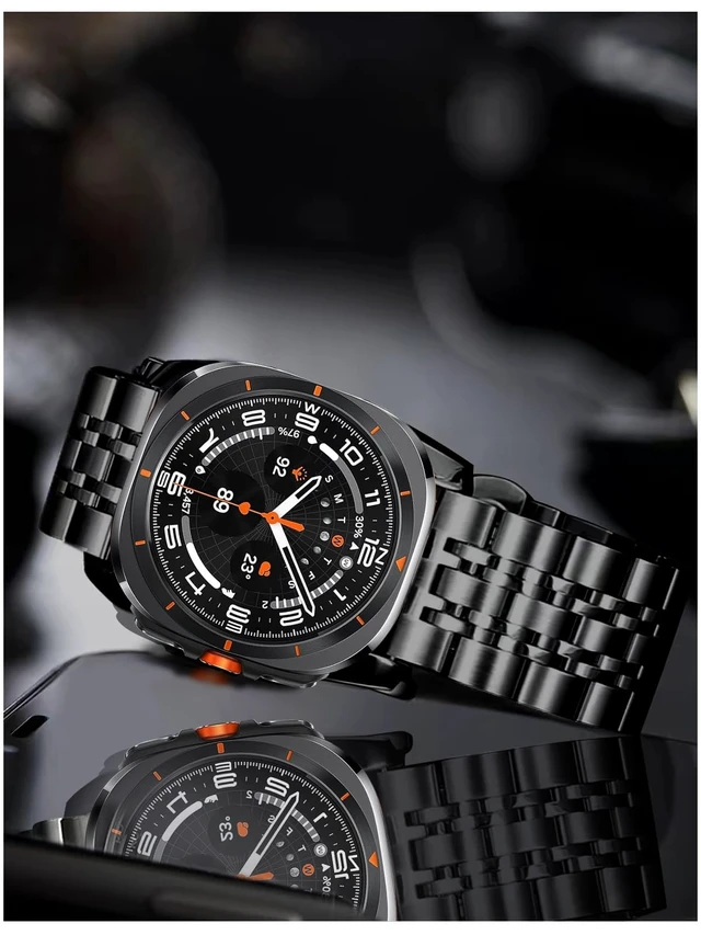 Alt view image 4 of 7 - Stainless Steel Bands Compatible with Samsung Galaxy Watch Ultra 47mm(2025/2024), No Gap Metal Replacement Classic Wristband for Men