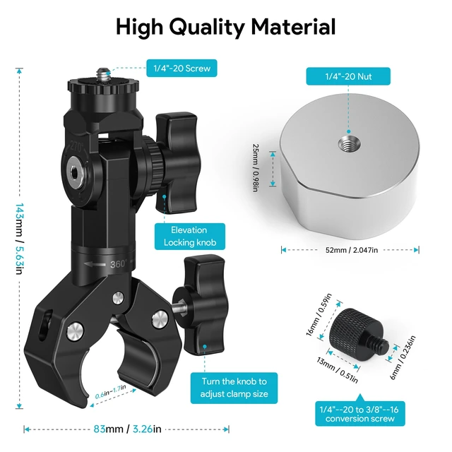 Alt view image 5 of 7 - Starlink Mini Mount Clamp Pole for RV Balcony Tripods Boat Rail Fits RV Roof Racks, Tripods, Boat Rails & Balcony Guardrails for Outdoor Travel and Mobile Internet Setup, Aluminum Mount