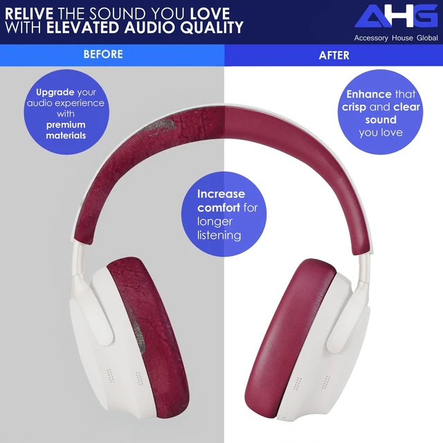 Alt view image 4 of 7 - QC Ultra Replacement Ear pad and Headband Pad Kit Cushion Compatible with Bose QuietComfort Ultra Wireless Headphones (Deep Plum). Easy DIY Fit Premium Materials