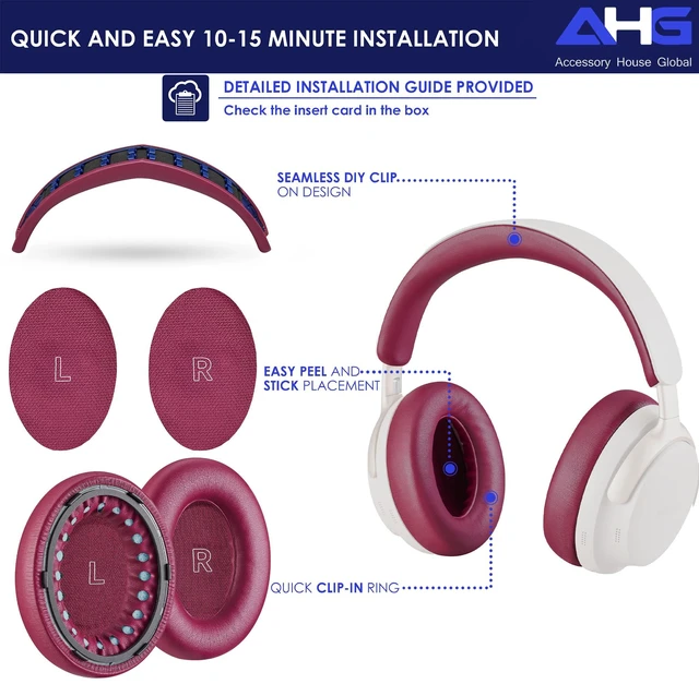 Alt view image 7 of 7 - QC Ultra Replacement Ear pad and Headband Pad Kit Cushion Compatible with Bose QuietComfort Ultra Wireless Headphones (Deep Plum). Easy DIY Fit Premium Materials