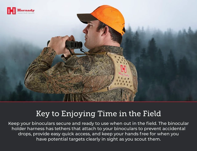 Alt view image 6 of 7 - Binocular Harness 99121 - Durable, Lightweight Binocular Harness Strap with Form-Fitting X Panel for Comfort & Hands-Free Wear -Easy On & Off Bino Harness for Hunting, Hiking, or Bird Watching