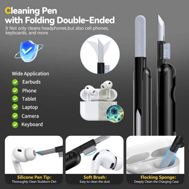 Alt view image 7 of 7 - for AirPods Pro 3 Case 2025, Compatible with Airpods Pro 3rd Generation Case, Safety Lock, Phone Stand, Auto- Pop up, Compatible with MagSafe, Includes Cleaning Kit and Keychain (Blue)